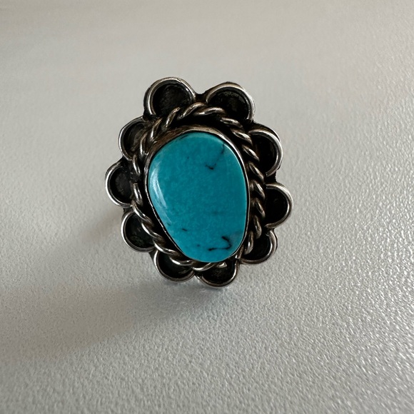 Silver turquoise ring. Size 5. Source Unknown - Picture 3 of 9